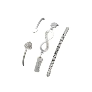 Elegante 3-delige zilverkleurige sieradenset met hartarmband en infinity armband