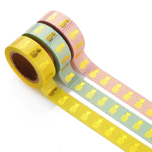 Ruban Washi Décoratif Feuille d'Or Motif Ananas Pois Masquage Pour Journal Planificateur Scrapbooking Papeterie Artisanat DIY