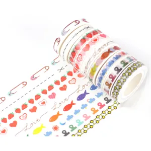 Cute Hand-painted Washi Tape Decorative Stationery Sticker For Journal DIY Scrapbooking Adhesive Tape Craft Supply