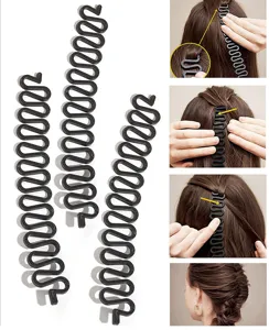 Stapsgewijze gebruiksaanwijzing voor de zwarte S-vormige vlechttool voor DIY-styling
