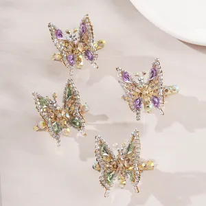 Set mit 4 funkelnden Strass-Schmetterling-Haarspangen mit beweglichen Flügeln Mädchen
