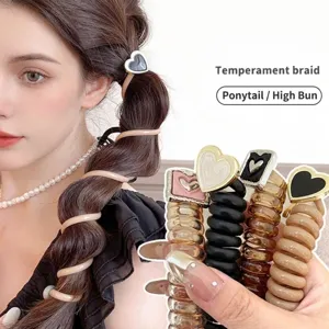 Hartvorm Telefoonkabel Haarelastiek Handgemaakt Hoge Elasticiteit Spiraal Haarband Kunstparel Scrunchie Haaraccessoire