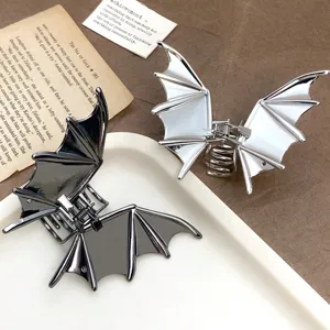 Metal bat wing hair claw clips for women, gothic punk style hair accessories set