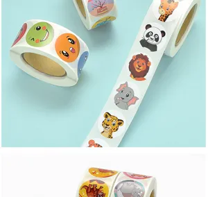 Cute cartoon animal sticker rolls, kids DIY diary decoration and gift sealing labels.