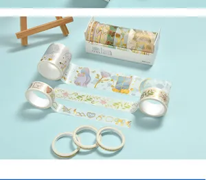 Decorative Washi Tape Set Gold Foil Craft Stickers Vintage Floral Animal Designs