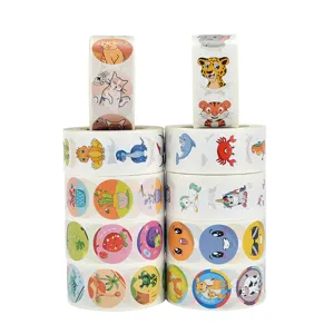 Kids Cartoon Sticker Roll Cute Animal Dinosaur Unicorn Fruit Decorative Diary Scrapbook Sealing Label Roll