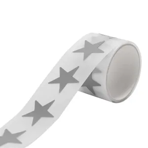 Reflective heat transfer vinyl roll with silver stars for DIY clothing decoration 3cm