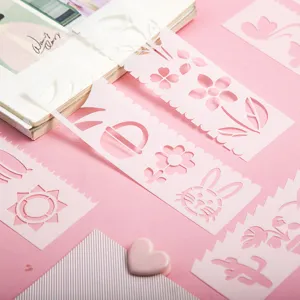 Schüler DIY Zeichenschablone Set rosa hohle Spitzenkante Lineal Schreibwaren für Kinder