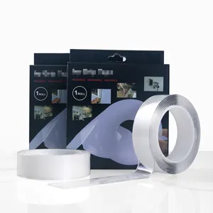 Rouleaux de ruban adhésif double face nano transparent, ruban magique lavable sans trace.