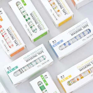 Color series washi tape set, 8mm by 3m, 10 rolls per box for DIY journaling craft decor.