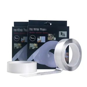 Ruban adhésif nano double face transparent, lavable et réutilisable pour la maison.