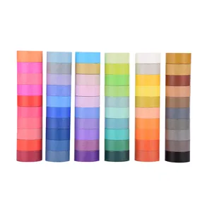 60 Colors Washi Tape Set Decorative Rainbow Solid Color Masking Tape for Journaling Scrapbooking DIY Crafts