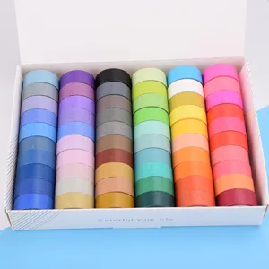 60 rolls 15mm colorful washi tape set in a box, ideal for journaling, crafting and decor.