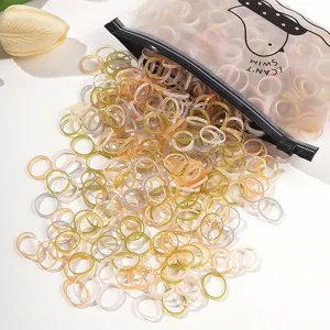Women Disposable Elastic Rubber Hair Ties Multi Color Pony Tail Holder Seamless Small Hair Band Accessories With Zipper Bag