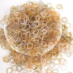 Large pack of neutral earth-toned disposable elastic hair bands for ponytails and braids