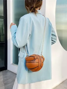 Modische Umhängetasche in Basketballform mit goldener Kette für Damen