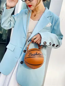 Stilvolle Handtasche für Damen in Basketballform mit elegantem Kettenschultergurt