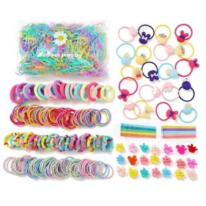 Comprehensive set of colorful children's hair accessories including bands and clips