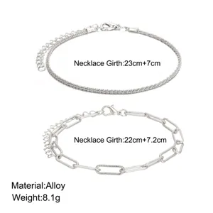 Macro view of alloy chain anklet set showing specific girth and weight specifications