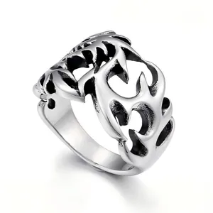 Bague flamme creuse en acier titane style punk pour homme, bijoux de mode larges vintage principal