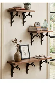 Reggimensola decorativi in ghisa con design a ramo per un elegante stoccaggio a parete