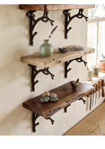 Supporti decorativi per mensole a muro in ghisa rustica a forma di ramo d'albero