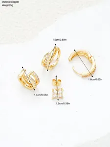 Guida alle taglie dettagliata per set di orecchini in rame dorato con zirconi