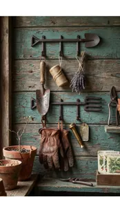 Vintage Gusseisen Schaufel und Gabel Wandhaken für Haus und Garten Dekoration im Landhausstil