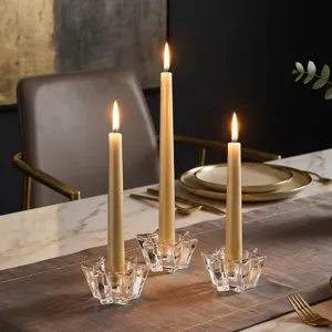Franse Stijl Stervormig Kristalglas Kandelaar Transparante Geometrische Kaarsbasis Voor Bruiloft Hotel Romantische Eettafel Huisdecoratie
