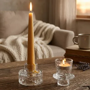 Elegante Kerzenhalter aus Kristallglas mit Eistextur für romantische Wohndekorationen
