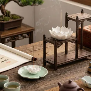 Portaincenso a Loto in Ceramica Minimalista in Nuovo Stile Cinese Decorazione da Tavolo per Sala da Tè Zen Accessori per Fragranze