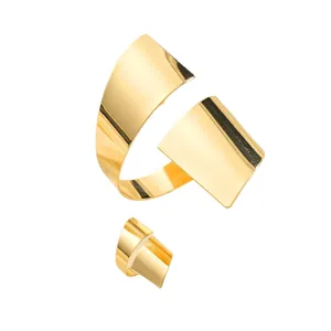 Set bracciale e anello geometrico irregolare oro per donna, gioielli chic minimalisti