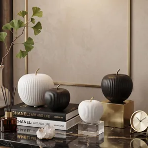 Elegant Nordic ceramic apple ornaments for modern home and desk decoration