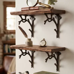 Staffe da Parete in Ghisa Vintage a Forma di Ramo d'Albero Supporto in Metallo Decorativo per Mensole Rustiche Decorazione Casa