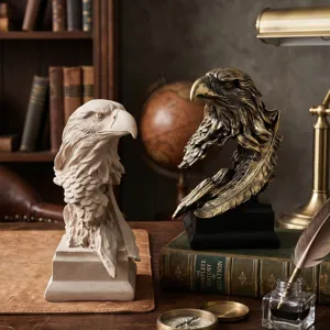 Estatua de Cabeza de Águila de Resina Vintage Nórdica Adorno de Escritorio Escultura de Cabeza de León Caballo Decoración de Hogar Sala de Estar