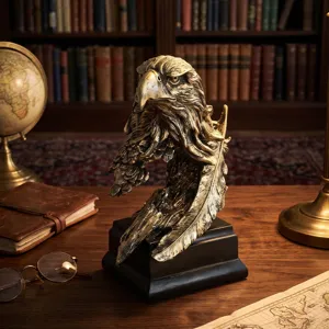 Estatua de cabeza de águila de resina para decoración vintage de oficina u hogar