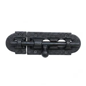 Rustic black cast iron door bolt latch lock for wooden gates and barn doors hardware