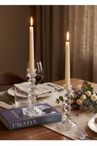 Elegante juego de candelabros de vidrio perlado para mesa de cena romántica francesa