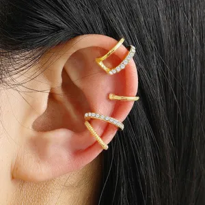 Zinc Alloy Rhinestone C-Shaped Ear Cuff Non-Piercing Cartilage Clip Assorted Earring Collection For Women Jewelry Decoration