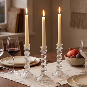 Candelabro de Vidrio Transparente de Lujo Francés Ornamento Diseño Esferas Geométricas Porta Velas Para Boda Fiesta Decoración Hogar
