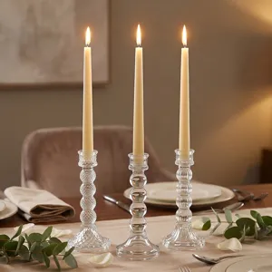 Set de 3 elegantes candelabros de cristal de estilo francés para mesa de cena romántica