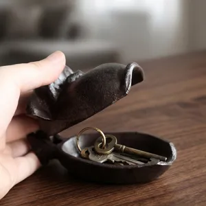 Vintage Deko-Räuchergefäß aus Gusseisen in Affenform als Schlüsselhalter Schale