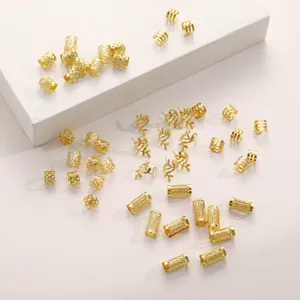 Detailed view of 50pcs gold hollow DIY hair accessories for braids