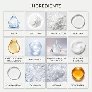 Infographie détaillée présentant 12 ingrédients cosmétiques actifs essentiels pour les soins.