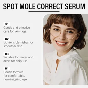 Close-up detail view of facial skin care serum showing gentle formula for daily blemish use.