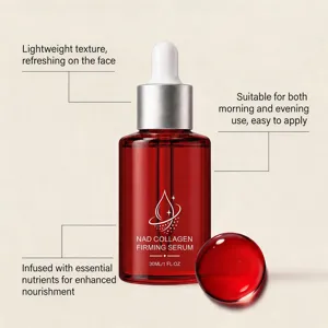 Dettaglio della bottiglia di siero viso leggero e nutriente con comodo dosatore.