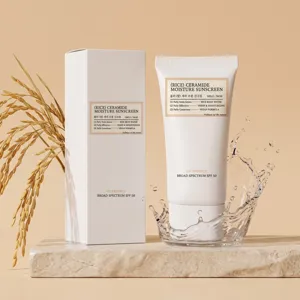 Crème Solaire Hydratante aux Céramides de Riz Large Spectre SPF 50 Lotion Écran Solaire pour le Visage pour Soin de la Peau Quotidien Femmes