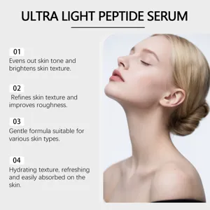 Ultra light peptide serum for refreshing skin hydration and smooth texture care daily.
