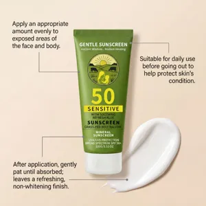 Crème solaire minérale au suif de bœuf et FPS 50 pour une protection quotidienne en plein air.