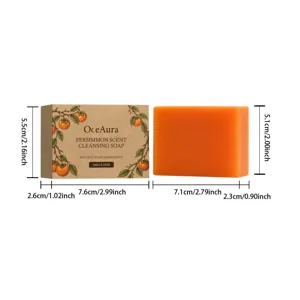 OCEAURA savon nettoyant parfum kaki 100g aux extraits de plantes naturelles pour le soin du visage.
